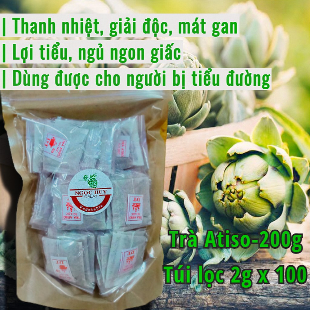 Trà Atiso túi lọc 100 gói loại 1 Đà Lạt Ngọc Huy 200g | Trà hoa Atiso / Actiso giúp ngủ ngon đặc sản Đà Lạt