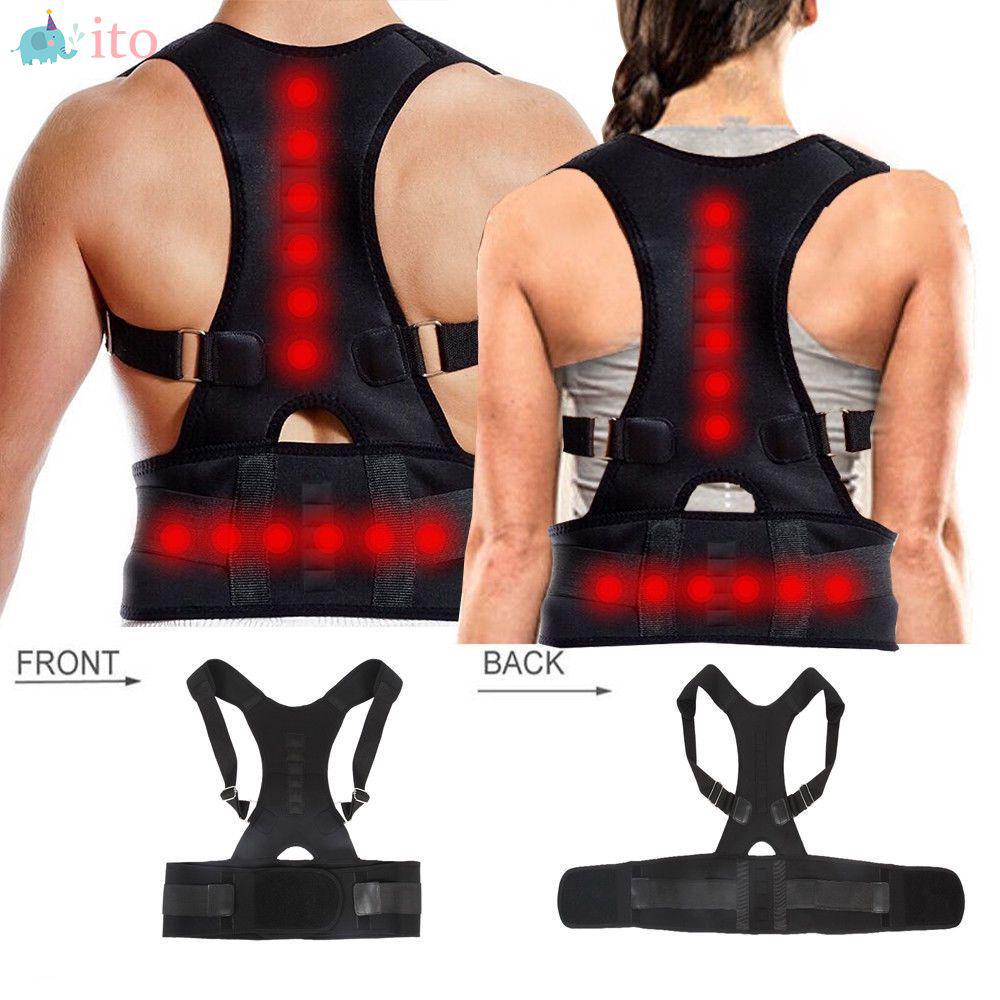 Men Women Posture Corrector Support Magnetic Back Shoulder Brace Belt Adjustable