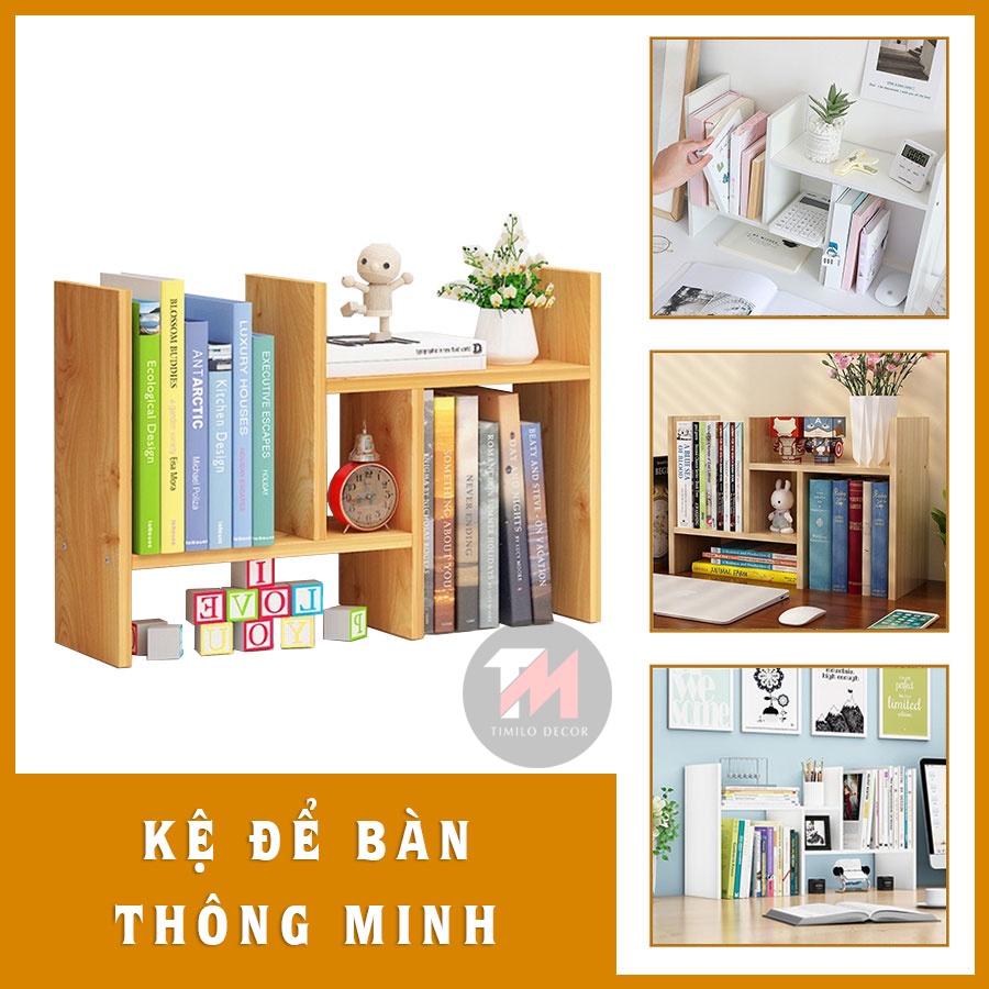 Kệ để bàn gỗ 3 màu 5 cách ghép, để sách vở đồ trang trí trên bàn tiện lợi gọn gàng, dễ dàng lắp ráp.