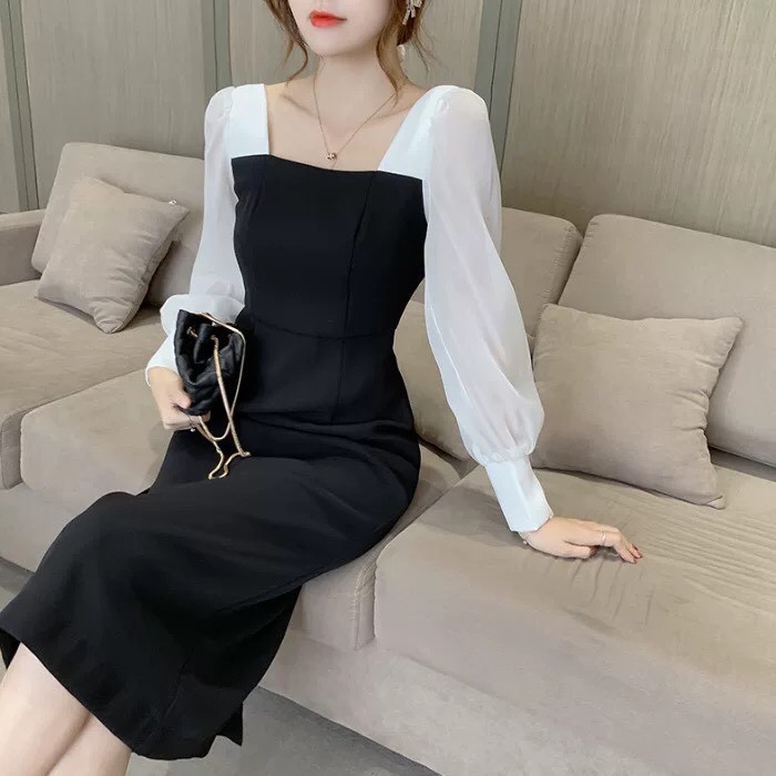 Đầm dự tiệc thiết kế cổ vuông, Phong cách Hàn quốc, hàng đẹp cao cấp | BigBuy360 - bigbuy360.vn