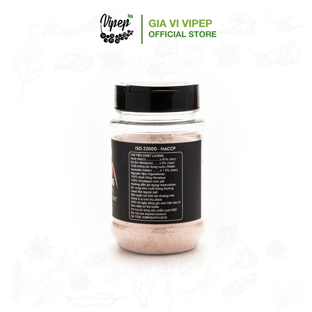 Muối hồng Himalaya Vipep xay nhuyễn, gia vị nêm ướp tiện lợi 200g (có muối hồng nguyên hạt 100%)