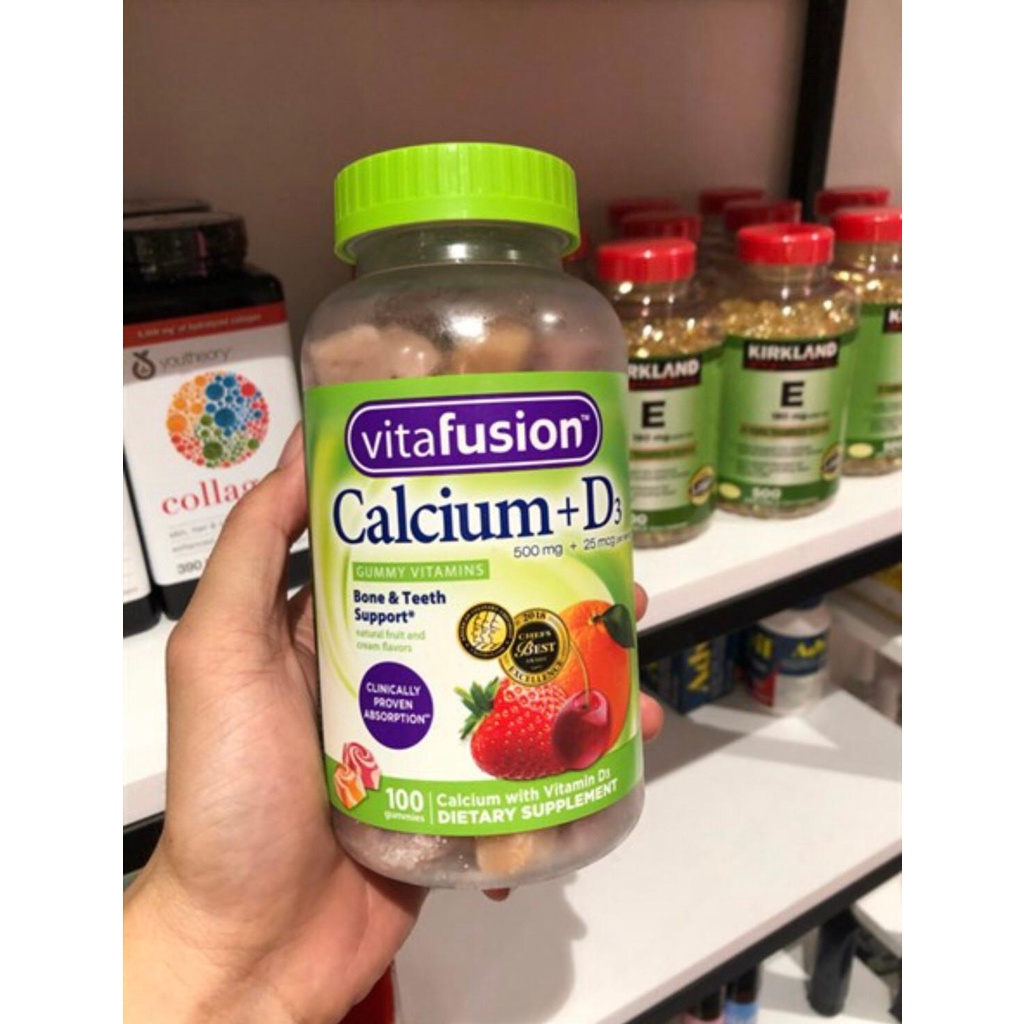 [Kẹo dẻo] Kẹo dẻo vitamin dành cho người lớn Calcium 500mg Gummy 100 viên của Mỹ