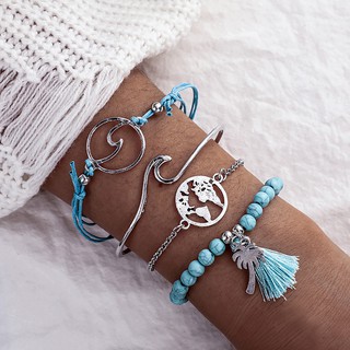 Set 4 vòng tay nữ kiểu dáng phong cách Boho