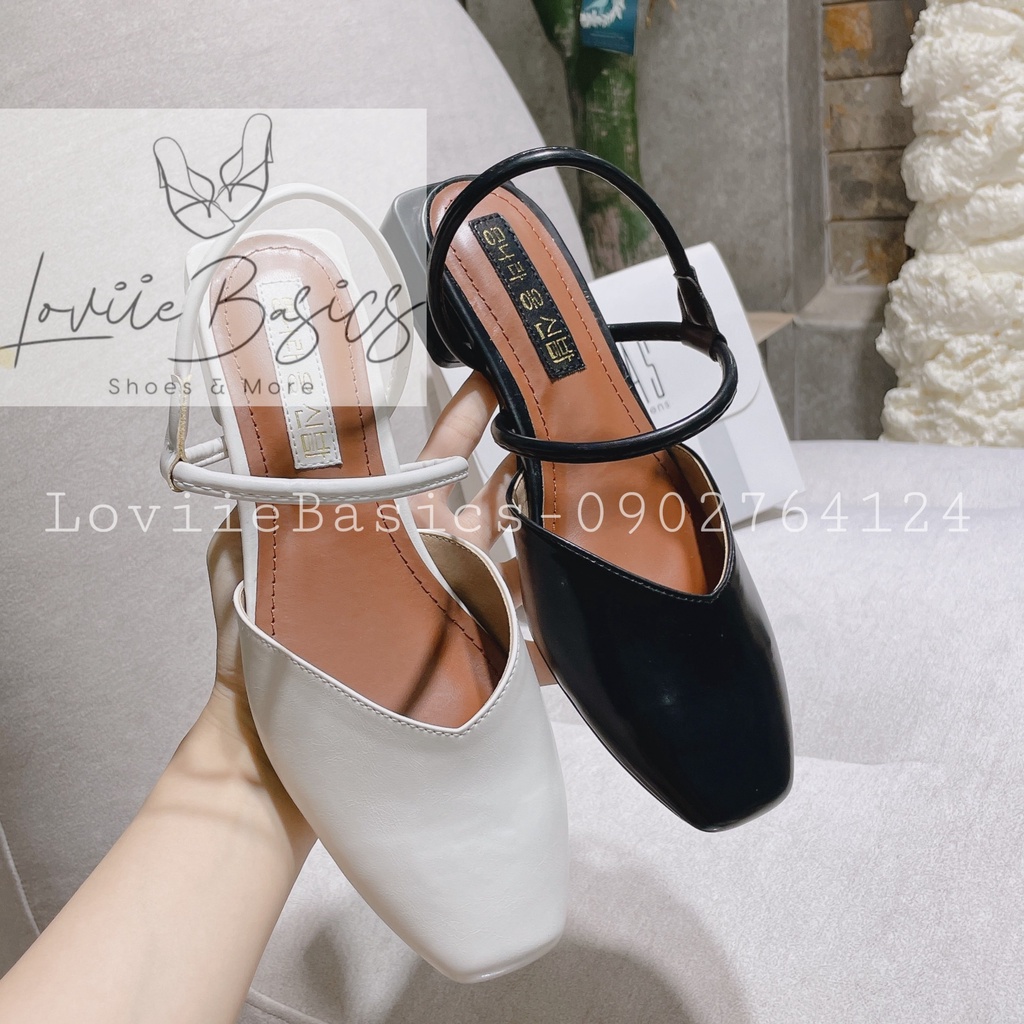 GIÀY BÍT MŨI NỮ LOVIIE BASICS - SANDAL QUAI HẬU DẠNG SỤC THỜI TRANG - GIÀY SỤC TRƠN GÓT VUÔNG 3CM S211104