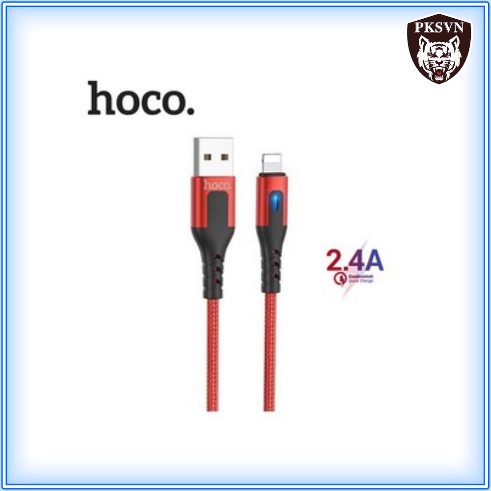 Cáp Sạc Hoco DU08 Chính Hãng Sạc nhanh 12w cho 13 promax trở xuống, Dây dù chống đứt, có Đèn LED dài 1M/2M -Bảo Hành 12T