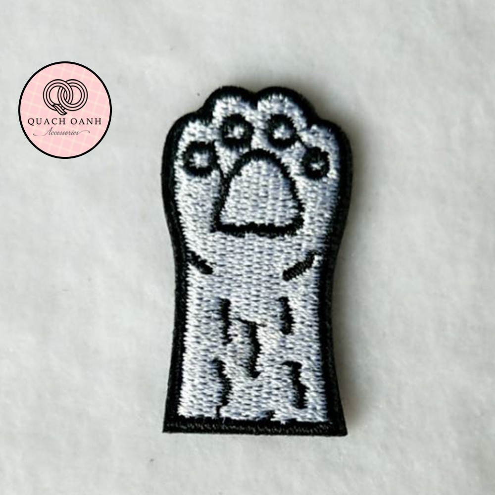 Sticker nhãn dán vải thêu hình chân động vật xinh trang trí sổ, vở, mũ bảo hiểm - ST24