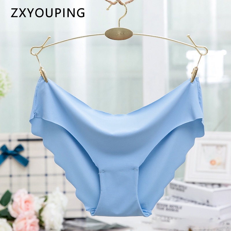 Quần lót thun lạnh liền mạch siêu mỏng màu trơn siêu nhẹ gợi cảm thoải mái mềm mại cho nữ M-XL