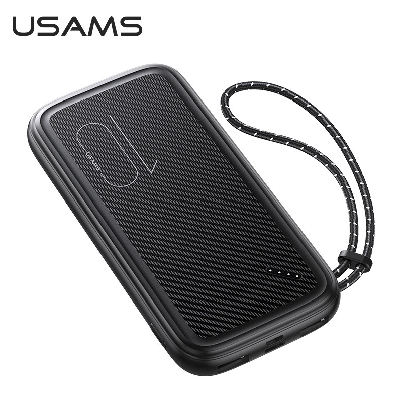 Sạc dự phòng USAMS 10000mAh hai cổng có màn hình điện tử và dây buộc