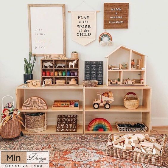 Kệ đồ chơi Montessori, kệ sách đa năng Mindesign ngăn nắp gọn gàng,gỗ Thông nhập khẩu Mỹ 100% an toàn khi sử dụng!