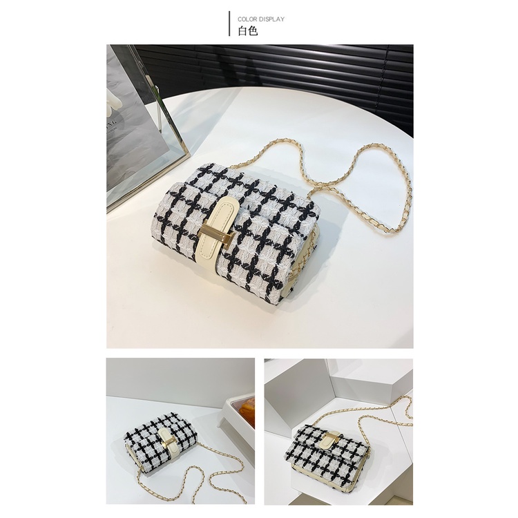 Túi Xách Len Đeo Vai Phối Dây Xích Phong Cách Thời Trang Hàn Quốc Dành Cho Nữ