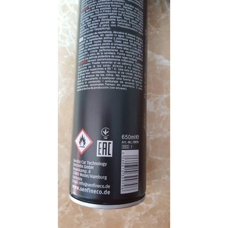 Dung dịch vệ sinh vbảo vệ   lốp xe và cao su  -Senfineco 9979 TireShine Tire Foam Cleaner 650ml