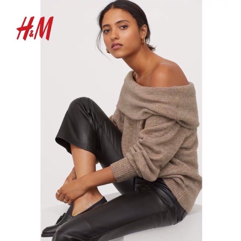 Pass áo len dài tay trễ vai hm size S