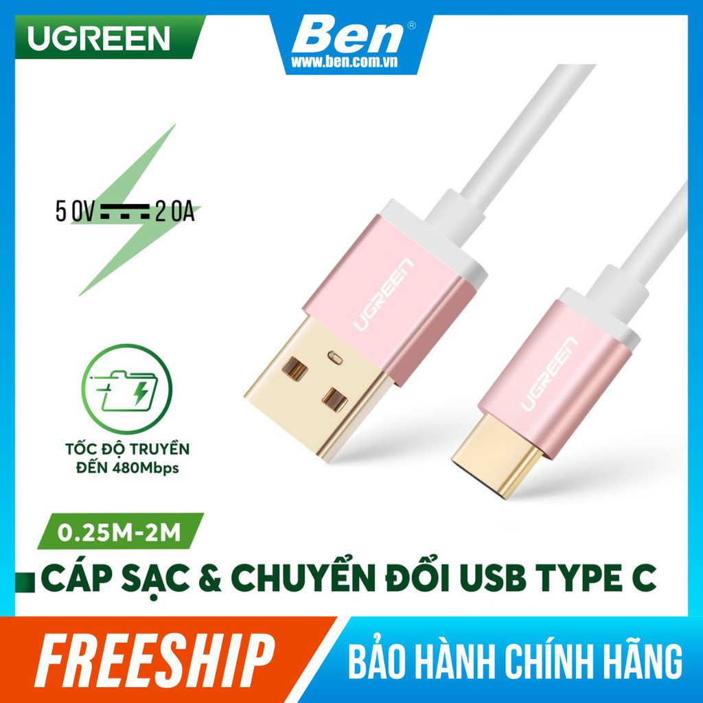 Dây cáp chuyển đổi USB 2.0 sang USB Type C UGREEN US188