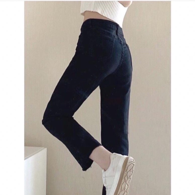 Quần bò jean nữ ống đứng co giãn jeans cạp cao cao cấp Hottrend 2022