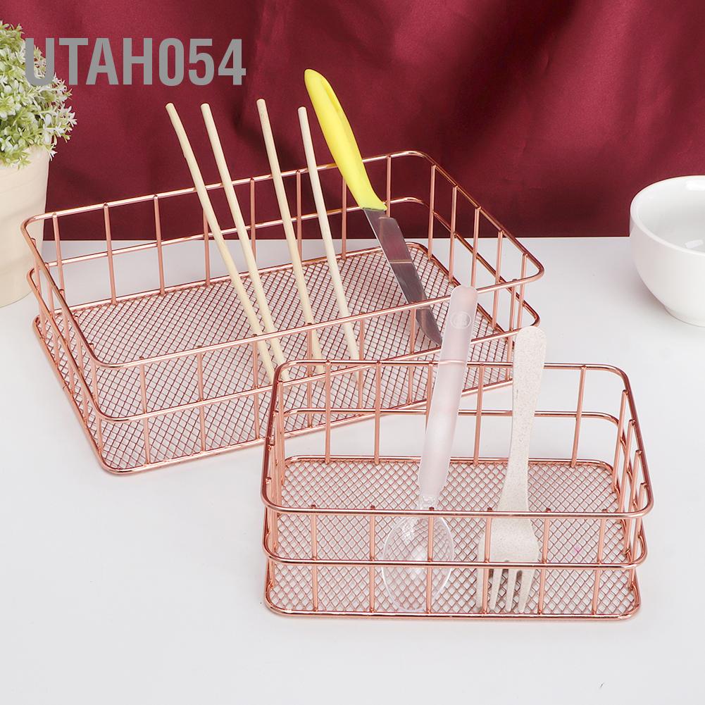 [Hàng Sẵn] Bộ 2 Giỏ Sắt Đựng Đồ Đa Năng để bàn cho Nhà bếp Phòng tắm【Utah054】