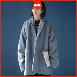 Áo Khoác Len Dáng Rộng Xinh Xắn Theo Phong Cách Hàn Quốc