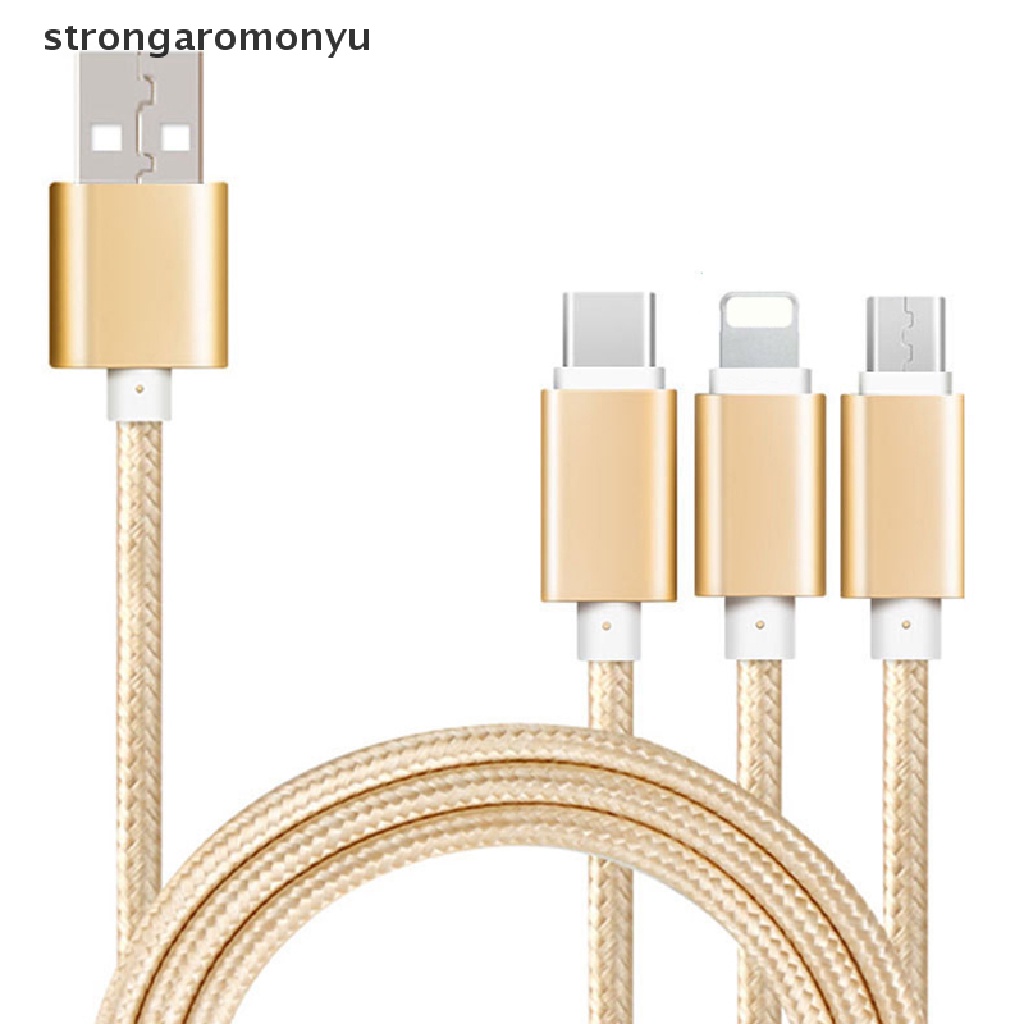 Dây Cáp Sạc Đồng Bộ Dữ Liệu Micro USB Loại C 3 Trong 1 Cho iPhone / Android
