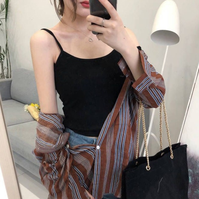 Áo Hai Dây Dệt Kim Màu Trơn Gợi Cảm