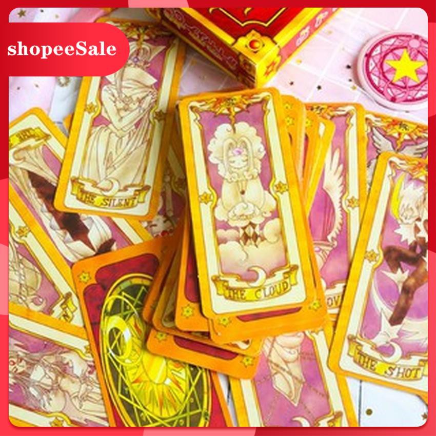 Bộ bài Tarot Clow card/Cardcaptor Sakura /KINOMOTO SAKURA thủ lĩnh thẻ bài hai màu dễ thương 52 lá
