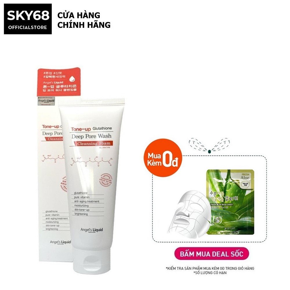 Sữa Rửa Mặt Dưỡng Trắng . Làm Sạch Sâu Angel’s Liquid Glutathione Tone Up Deep Pore Wash Cleansing Foam 120g | BigBuy360 - bigbuy360.vn