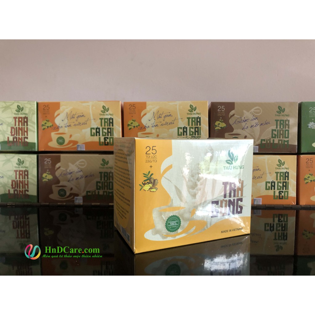[CHÍNH HÃNG] Trà Gừng Thái Hưng (trà thảo dược, 100% tự nhiên, hộp cao cấp) - làm ấm cơ thể, tăng cường tuần hoàn máu
