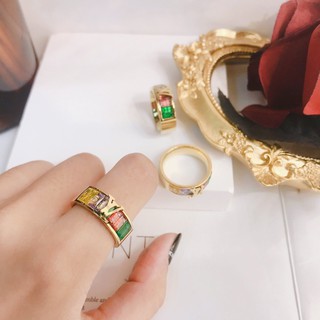 Nhẫn họa tiết LV đính kim cương giả sành điệu cho nữ
