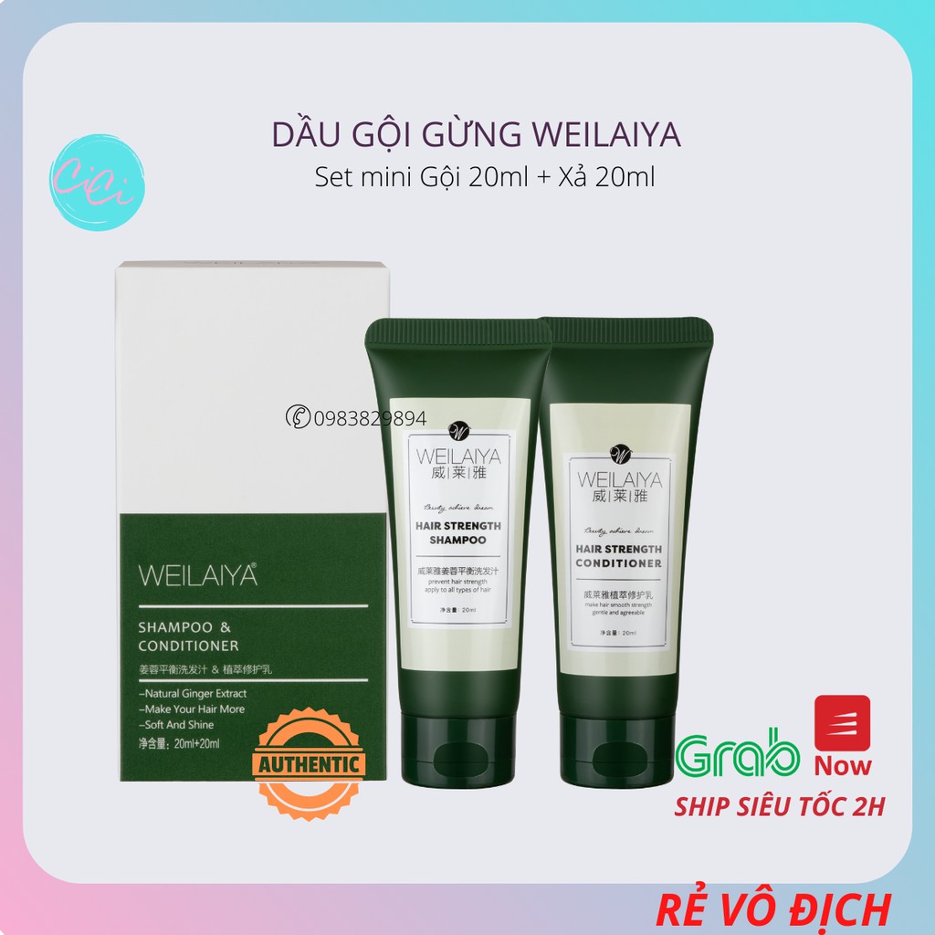 Bộ dầu gội đầu Weilaiya ngăn rụng, kích thích mọc tóc mini size (20+20ml)