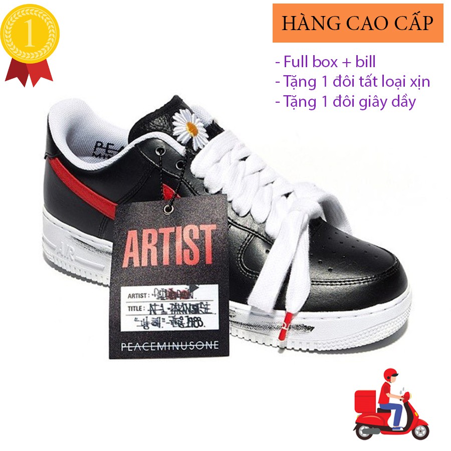 Giày Sneaker (Full box + Bill) giầy Thể Thao NK-AF1 Bản Màu Đen Sọc Đỏ Đế Sơn Dùng Trong Hoạt Động Thường Ngày