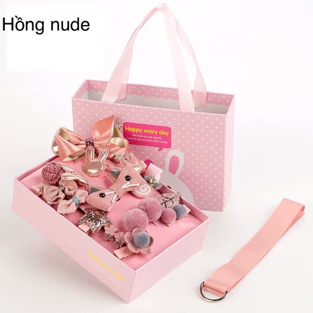Set Hộp Quà Tặng Dây Cột Tóc Và Kẹp 18 Chi Tiết Cho Bé