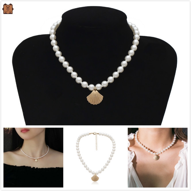 Vòng Cổ Choker Chất Liệu Kim Loại Đính Ngọc Trai Nhân Tạo