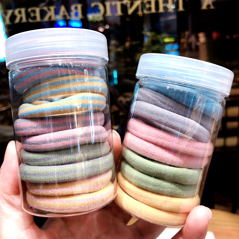 Hộp 10 Dây Buộc Tóc Dày Co Giãn Cao Đơn Giản Cho Nữ