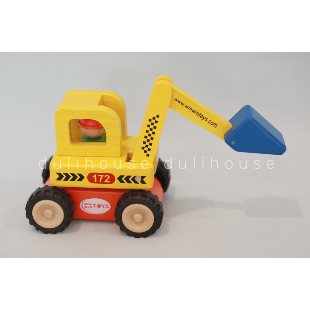 Đồ chơi gỗ xe máy xúc, giúp bé phát triển nhận thức, học màu sắc, hình khối, phát triển kỹ năng vận động