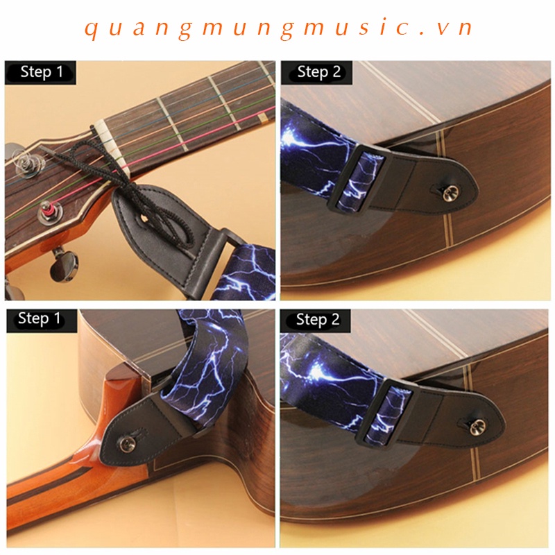 Dây đeo đàn guitar phối da PU nhiều màu chất lượng cao