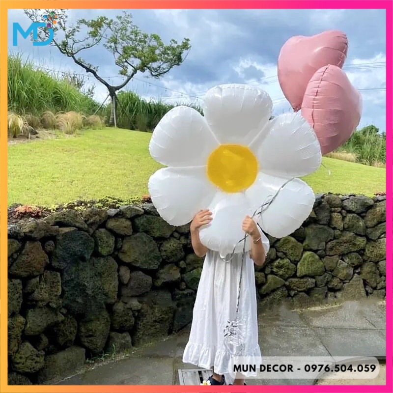 Bong Bóng Hoa Cúc Mặt Cười Trang Trí Sinh Nhật Decor Phong Cách Hàn Quốc