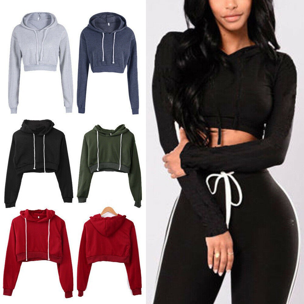 Áo Hoodie Lửng Cá Tính Thời Trang Dành Cho Nữ