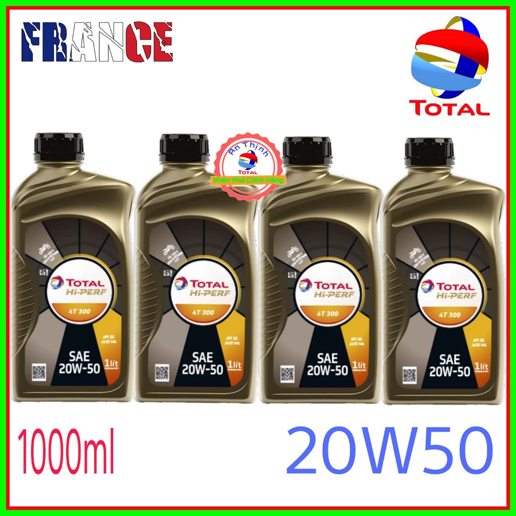 Nhớt Xe Số Cao Cấp Chính Hãng TOTAL HI PERF 4T 300 20W50-800ml Và 1000ml-Sản Phẩm Của Tập Đoàn Total-Pháp.