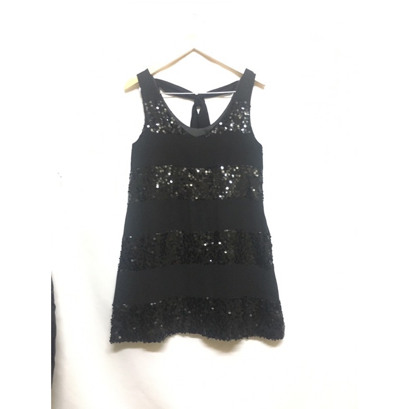 Váy vintage Nhật màu đen phối kim sa cổ sau thắt nơ si tuyển 178