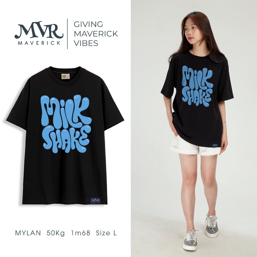 Áo phông thun Cotton unisex Sữa lắc phong cách chữ vui nhộn đáng yêu MVR size rộng tee Mỹ KK4045