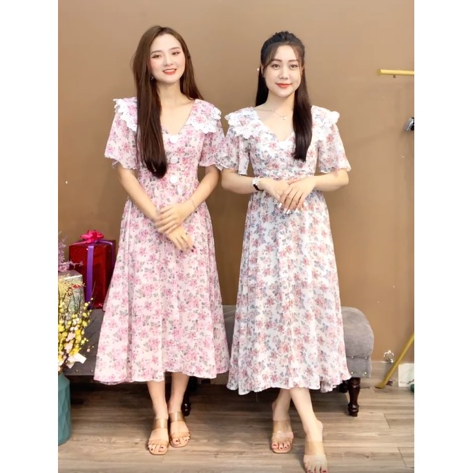 [Mã SKAMA06 giảm 8% tối đa 50K đơn 250K] Monoco- Váy hoa cổ tim mí ren - 8647 | BigBuy360 - bigbuy360.vn