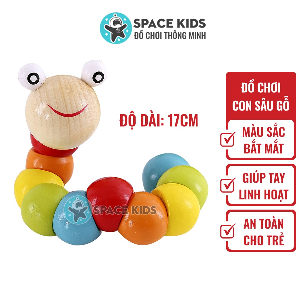 Đồ chơi gỗ thông minh Con sâu gỗ uốn dẻo nhiều màu sắc cho bé Space Kids