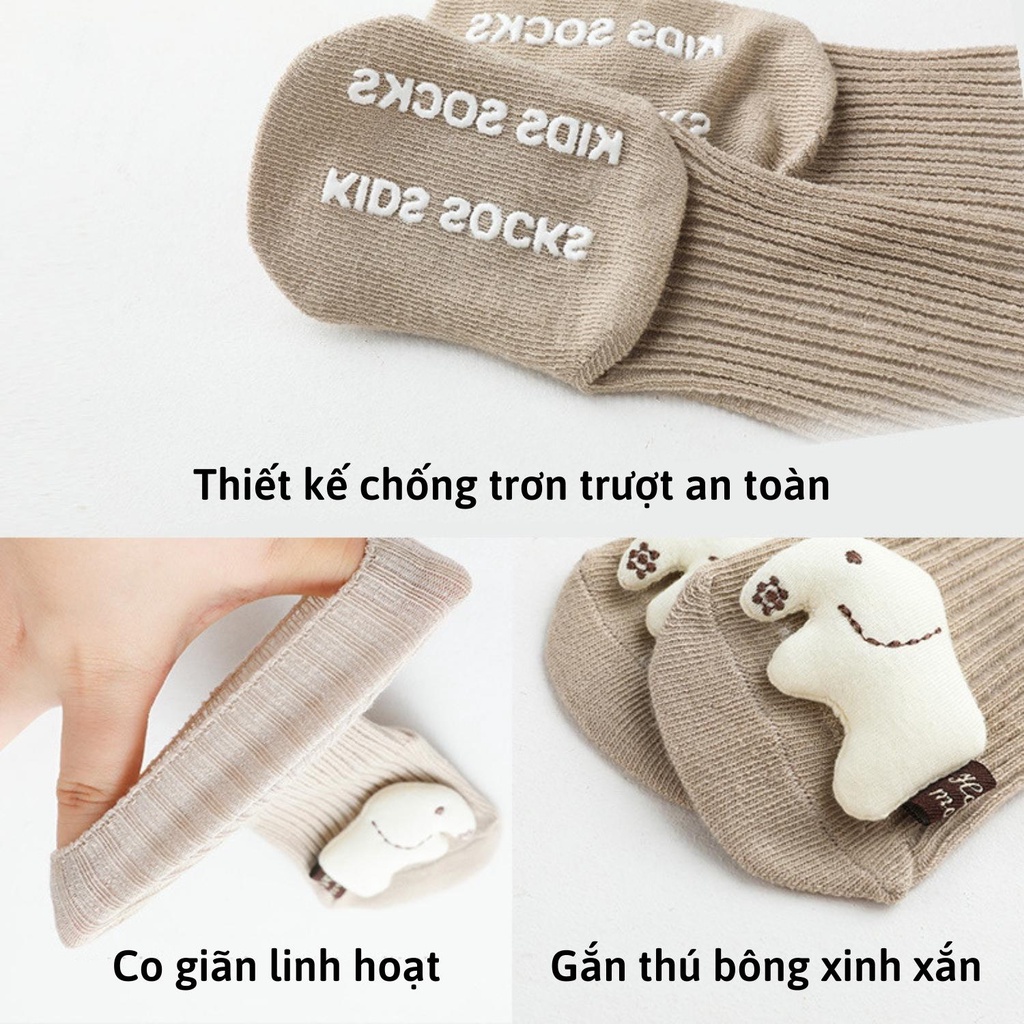 Tất Len Cổ Cao Hình Thú 3D NEMO BABY Cho Bé Trai Bé Gái Sơ Sinh 0-3 Tuổi, Vớ Cổ Cao Chống Trượt T06