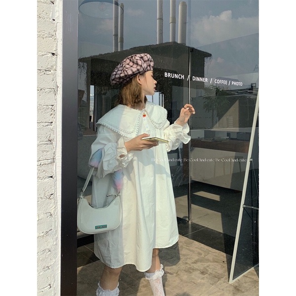 ✨💕Đầm baby doll cổ bầu tay dài