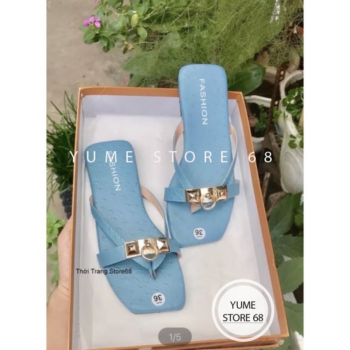 SALE HOTDép Kẹp Khóa Mũi Vuông Hàng VNXK Hai Màu Trắng Cam Sang Chảnh Lấp Lánh Rẻ Bền Đẹp - YUME STORE 68