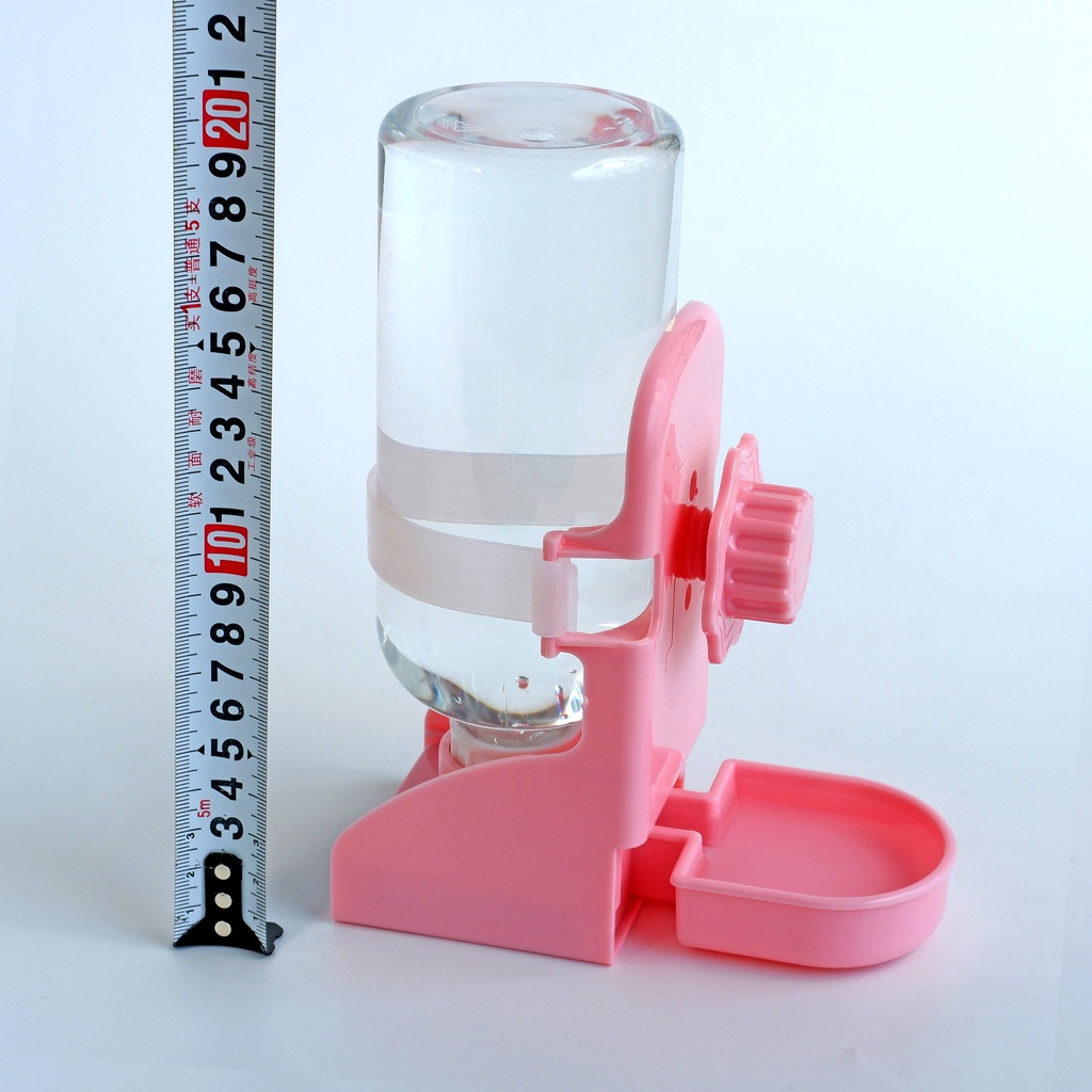 Bình nước gắn chuồng cho chó, gắn lồng cho mèo có khay lắp 2 chiều trong ngoài 500ml