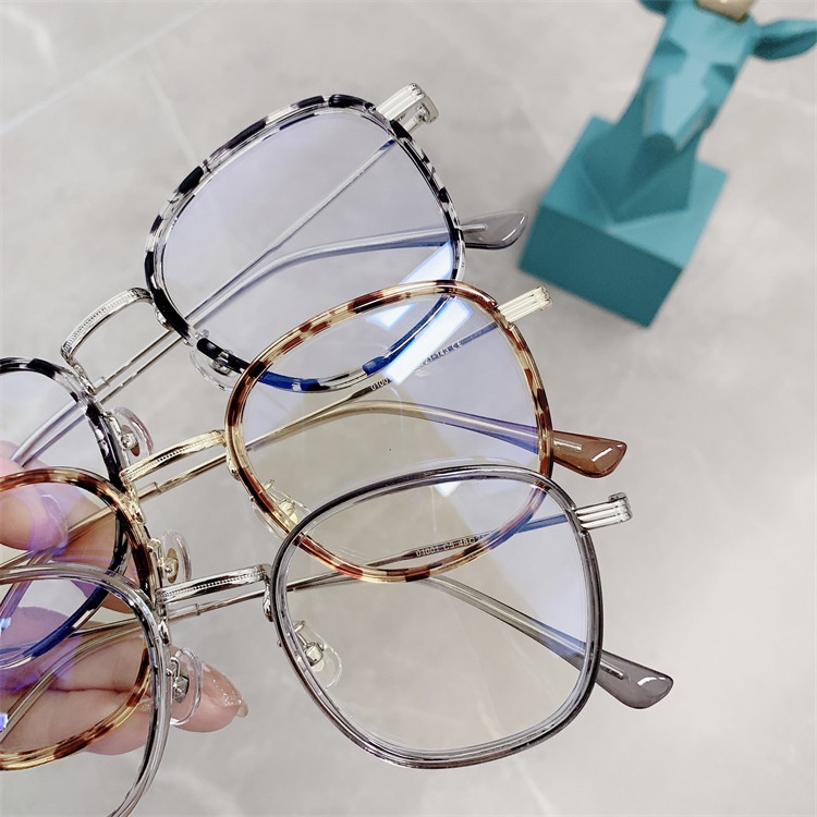 Mắt Kính Gọng Kim Loại Chống Bức Xạ Phong Cách Retro Hàn Quốc Cho Nam Nữ
