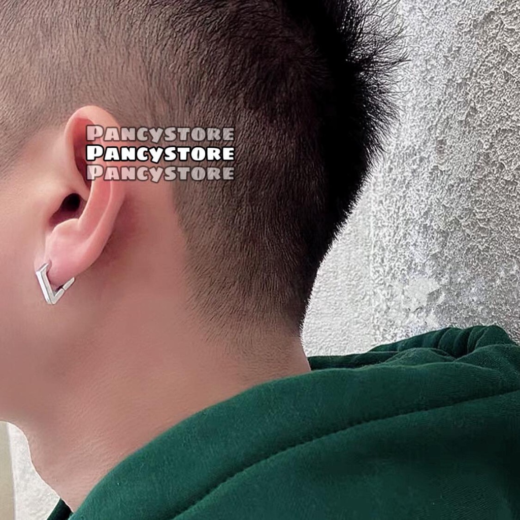 khuyên tai nam cá tính không gỉ bông tai nữ Unisex hình gấp