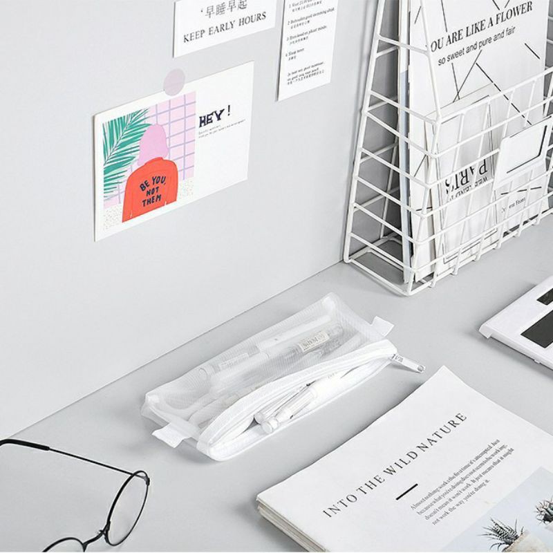 Túi lưới 3 màu Size Lớn đựng Dụng cụ học tập_Đồ trang điểm