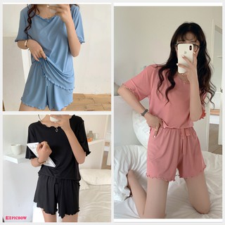 Bộ Cộc Hè Mặc Nhà Đồ Ngủ Vải Thun Lạnh Màu Trơn Vải Siêu Mát, Mềm Mại CCTLT02
