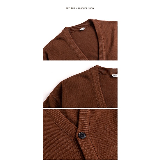 Áo Khoác Cardigan Dệt Kim Cổ Chữ V Màu Trơn Phong Cách Hàn Quốc Thời Trang Mùa Thu Dành Cho Nam Fru185