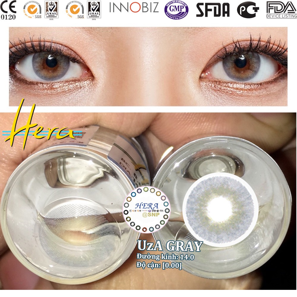 Kính Áp Tròng Hera UZA Gray - Lens cận lens xám tây